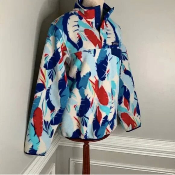 Patagonia Synchilla Snap-T Pullover RARE Feather Dance: Channel Blue Size Medium - Picture 3 of 7